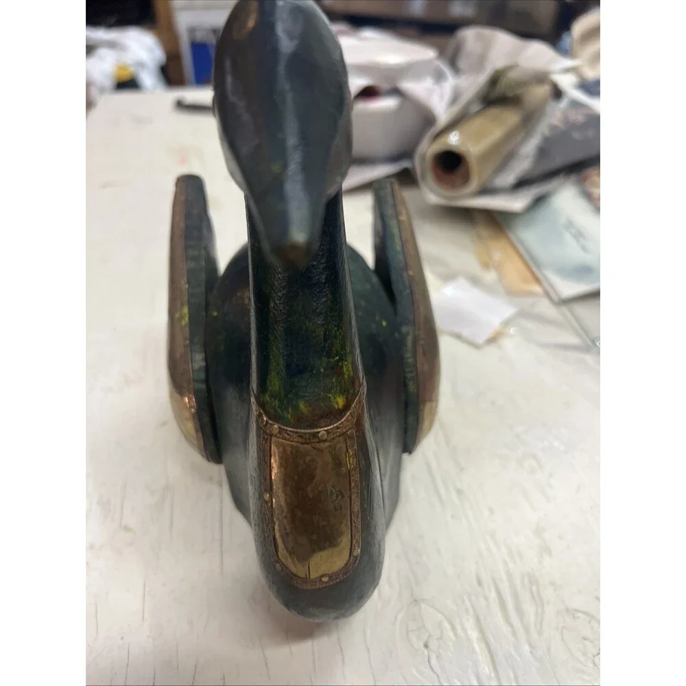 Unique wood and metal carved duck